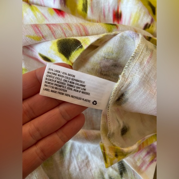 Linen Blend One-Shoulder Multicolor Dress Size Medium - Picture 8 of 8